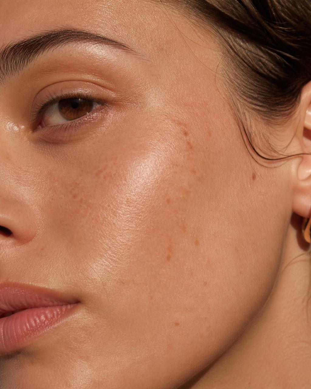 Close editorial photograph of healthy skin with natural texture